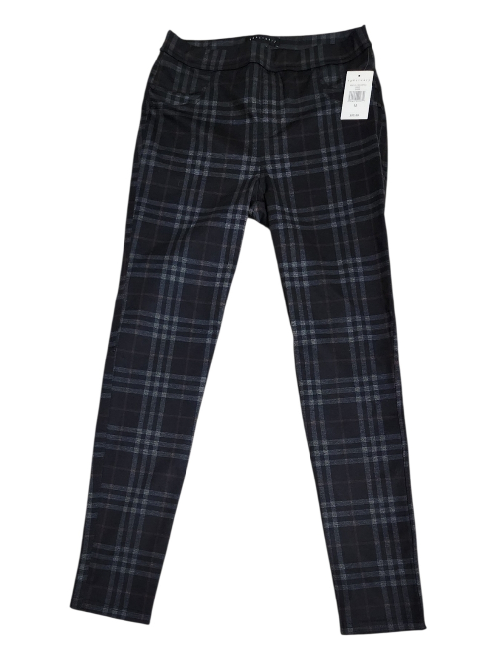 Sanctuary Womans Plaid Pull-On Leggings - Black and Gray